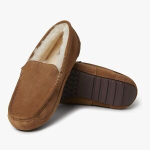 Dearforms Men's Indoor Outdoor Shearling Slip-On Moccasins Slippers NEW